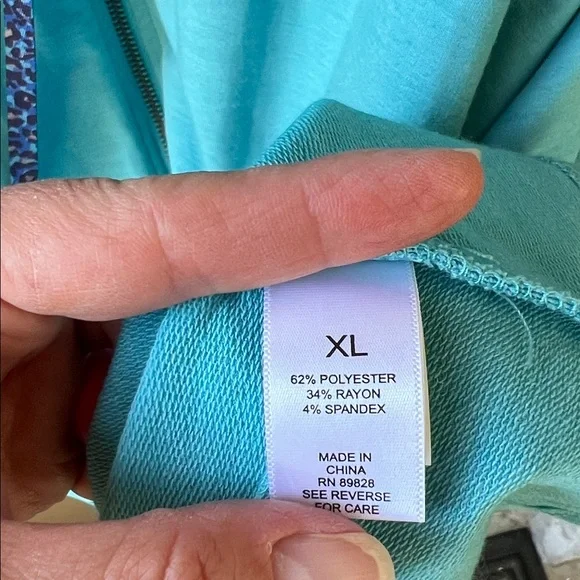 Logo By Lorie Goldstein Lounge XL Turquoise Cape Hoodie Zip Up Cardigan - Picture 7 of 11
